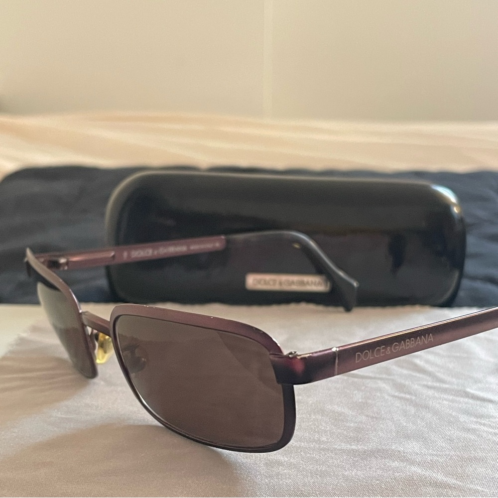 Dolce & Gabbana Vintage Rectangular Burgundy Sunglasses